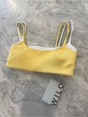 NWT Wilo double layer sports bra butter yellow with white XS
